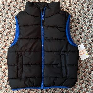 NWT Jumping Beans Black and Blue Insulated Full Zip Kids Vest size 4T